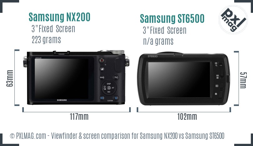 Samsung NX200 vs Samsung ST6500 Screen and Viewfinder comparison