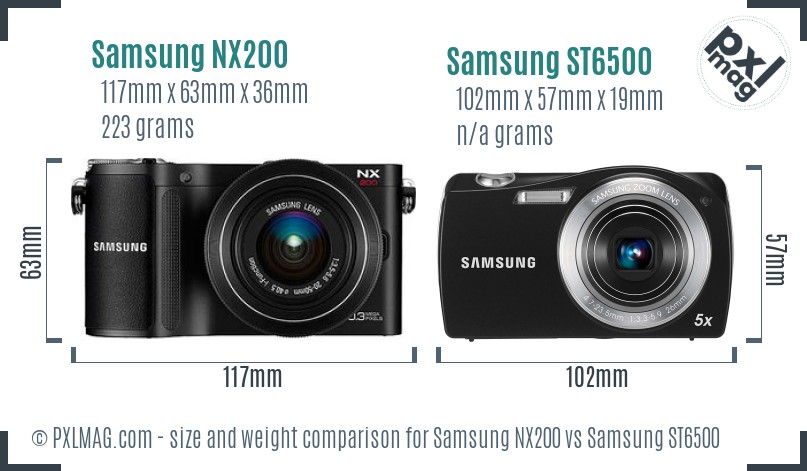 Samsung NX200 vs Samsung ST6500 size comparison