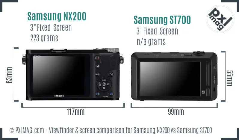 Samsung NX200 vs Samsung ST700 Screen and Viewfinder comparison