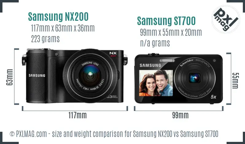 Samsung NX200 vs Samsung ST700 size comparison