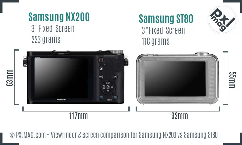 Samsung NX200 vs Samsung ST80 Screen and Viewfinder comparison
