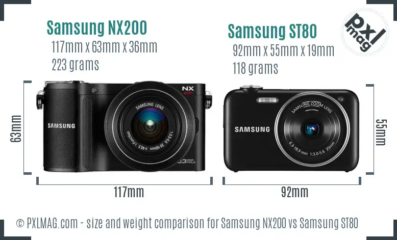 Samsung NX200 vs Samsung ST80 size comparison