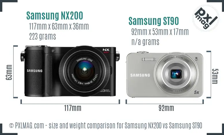 Samsung NX200 vs Samsung ST90 size comparison Samsung NX200 vs Samsung ST90 size comparison