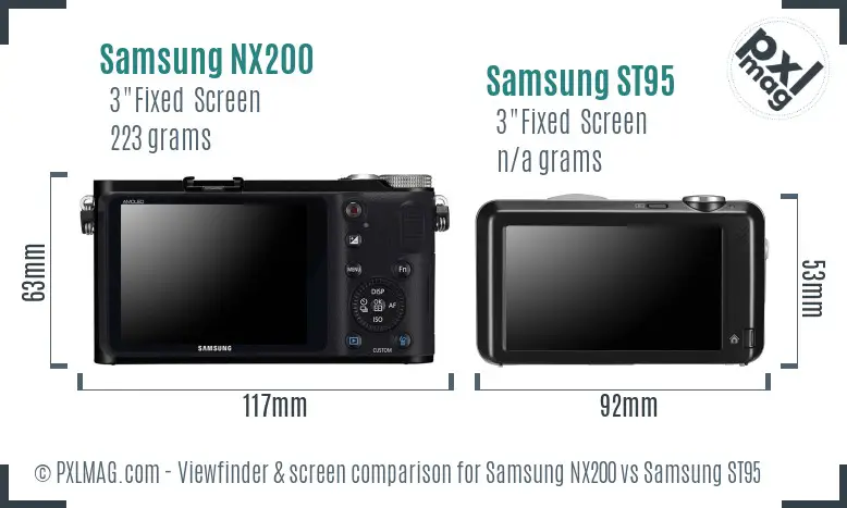 Samsung NX200 vs Samsung ST95 Screen and Viewfinder comparison