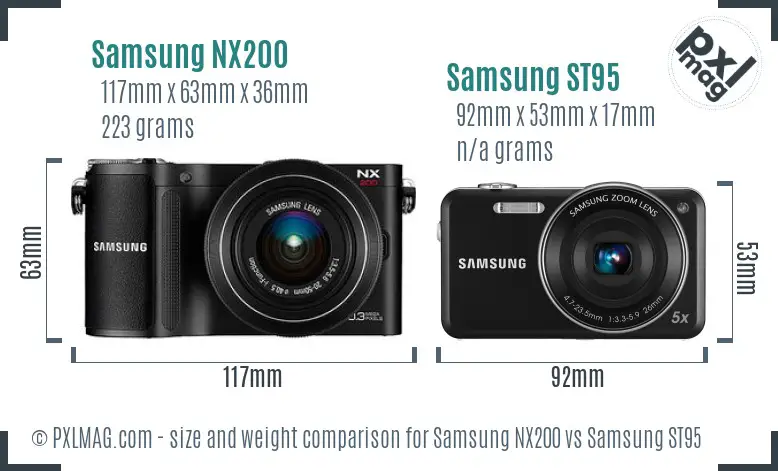 Samsung NX200 vs Samsung ST95 size comparison