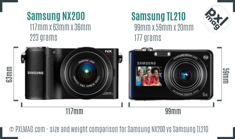 Samsung NX200 vs Samsung TL210 size comparison