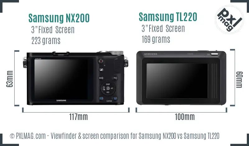 Samsung NX200 vs Samsung TL220 Screen and Viewfinder comparison