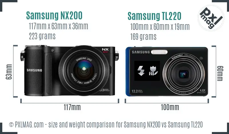 Samsung NX200 vs Samsung TL220 size comparison