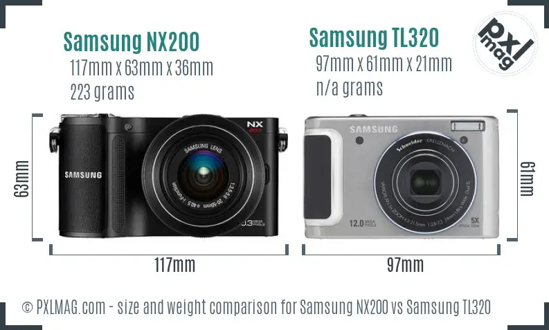 Samsung NX200 vs Samsung TL320 size comparison