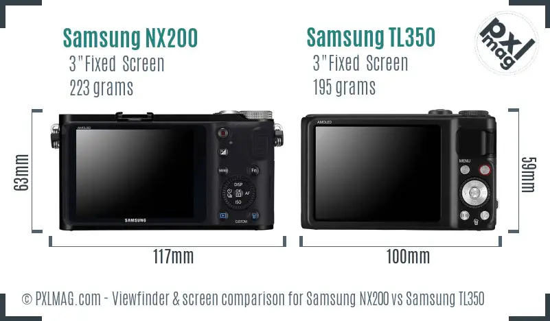 Samsung NX200 vs Samsung TL350 Screen and Viewfinder comparison Samsung NX200 vs Samsung TL350 Screen and Viewfinder comparison