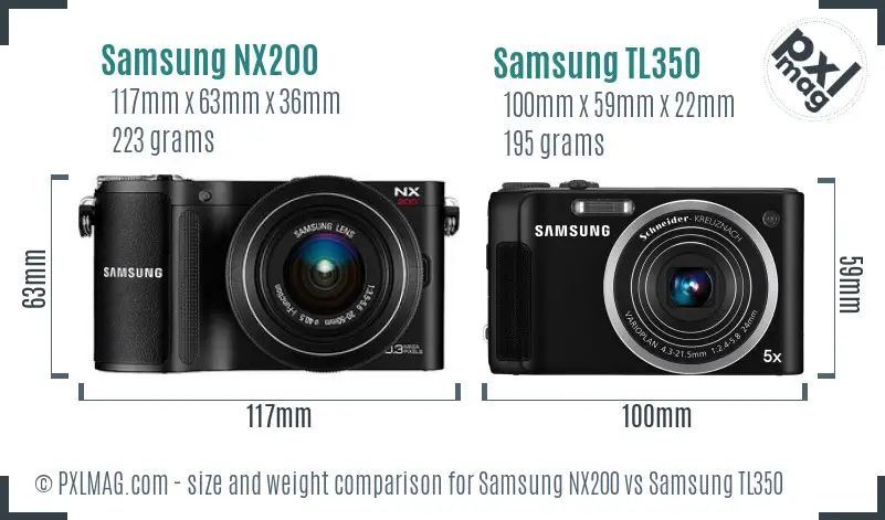 Samsung NX200 vs Samsung TL350 size comparison Samsung NX200 vs Samsung TL350 size comparison