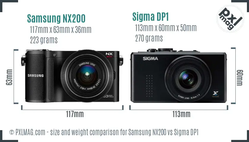 Samsung NX200 vs Sigma DP1 size comparison