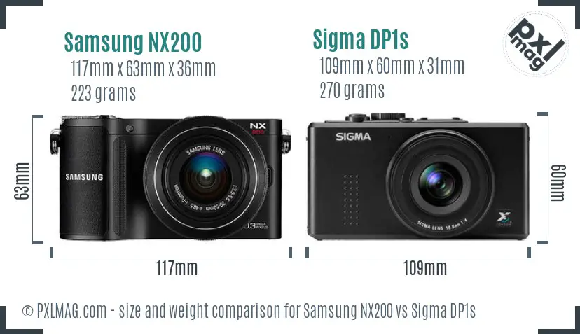 Samsung NX200 vs Sigma DP1s size comparison