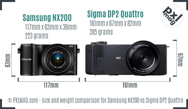 Samsung NX200 vs Sigma DP2 Quattro size comparison