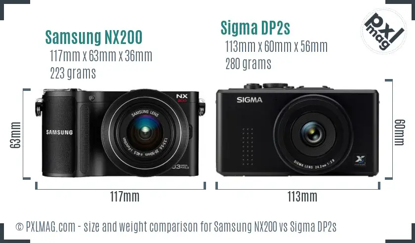 Samsung NX200 vs Sigma DP2s size comparison