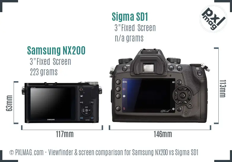 Samsung NX200 vs Sigma SD1 Screen and Viewfinder comparison