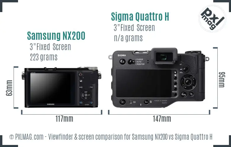 Samsung NX200 vs Sigma Quattro H Screen and Viewfinder comparison