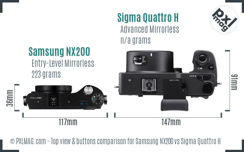Samsung NX200 vs Sigma Quattro H top view buttons comparison