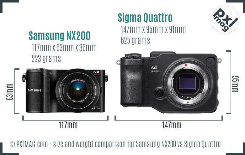 Samsung NX200 vs Sigma Quattro size comparison