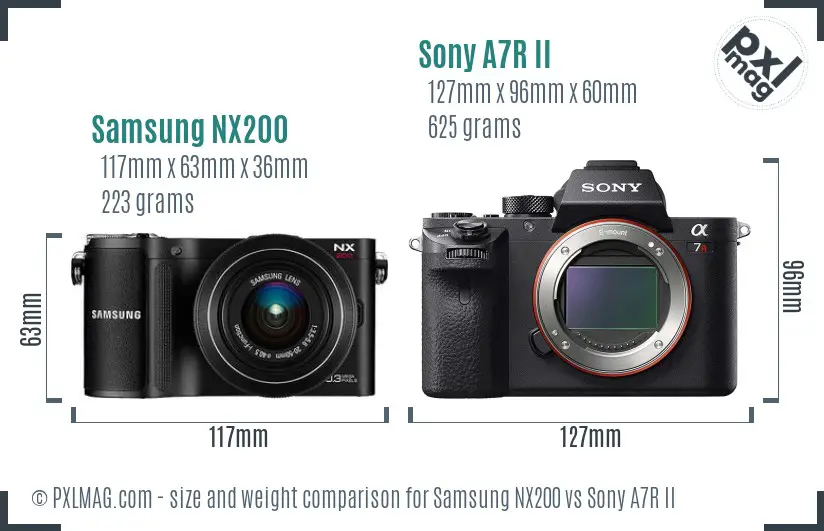 Samsung NX200 vs Sony A7R II size comparison