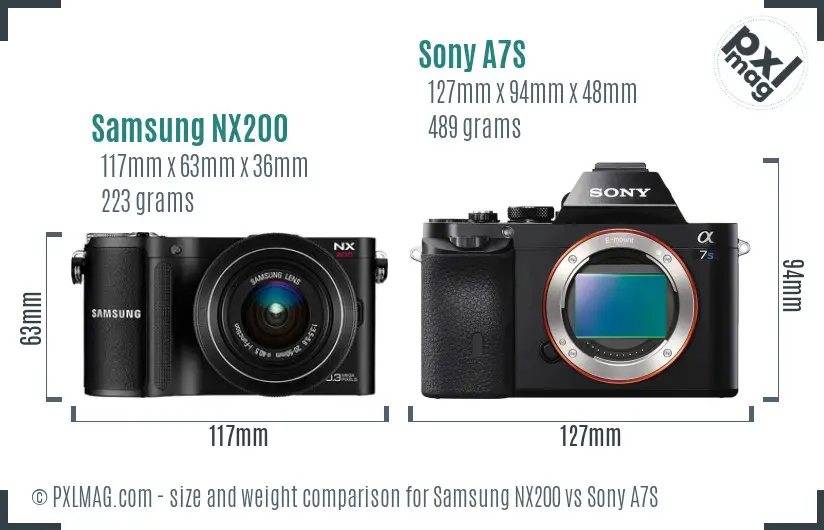 Samsung NX200 vs Sony A7S size comparison