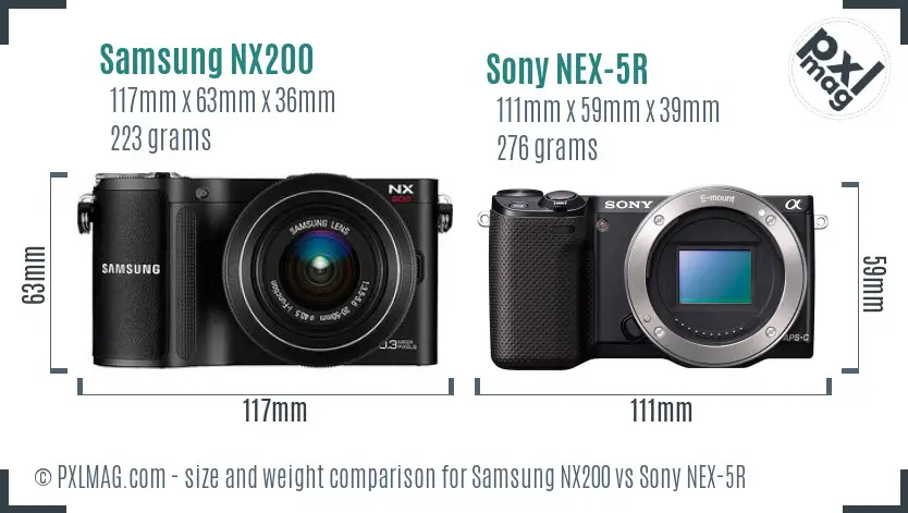 Samsung NX200 vs Sony NEX-5R size comparison