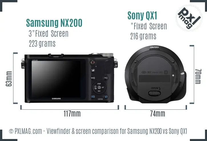 Samsung NX200 vs Sony QX1 Screen and Viewfinder comparison Samsung NX200 vs Sony QX1 Screen and Viewfinder comparison