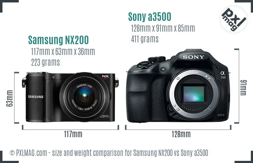 Samsung NX200 vs Sony a3500 size comparison