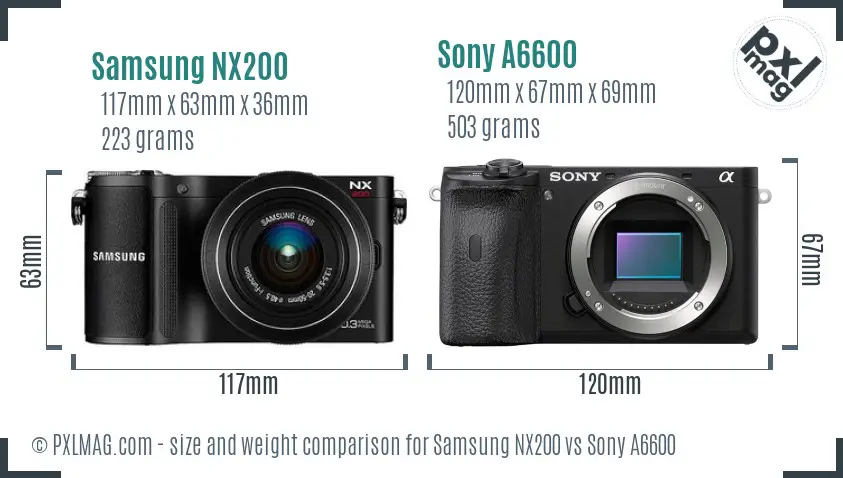 Samsung NX200 vs Sony A6600 size comparison