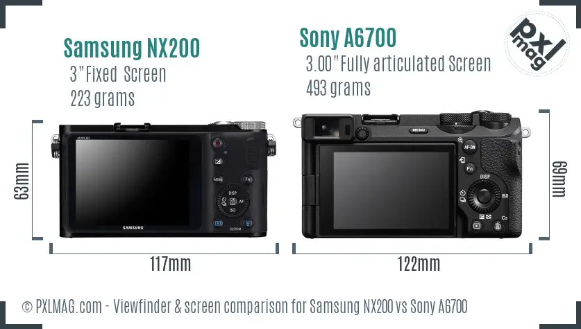 Samsung NX200 vs Sony A6700 Screen and Viewfinder comparison Samsung NX200 vs Sony A6700 Screen and Viewfinder comparison