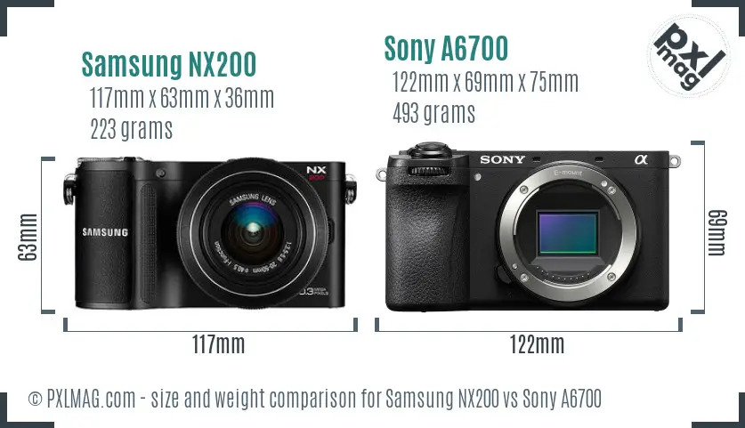 Samsung NX200 vs Sony A6700 size comparison Samsung NX200 vs Sony A6700 size comparison