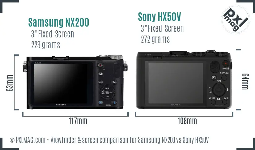 Samsung NX200 vs Sony HX50V Screen and Viewfinder comparison Samsung NX200 vs Sony HX50V Screen and Viewfinder comparison