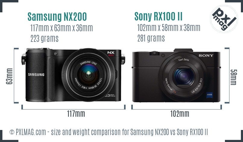 Samsung NX200 vs Sony RX100 II size comparison