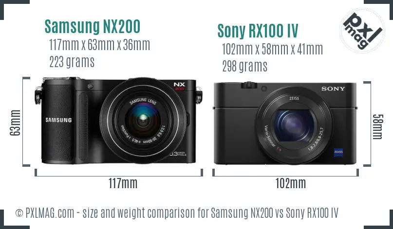 Samsung NX200 vs Sony RX100 IV size comparison