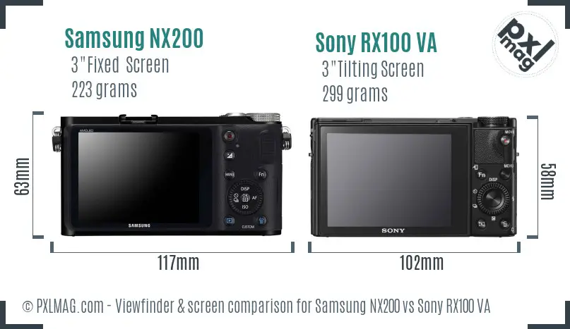 Samsung NX200 vs Sony RX100 VA Screen and Viewfinder comparison