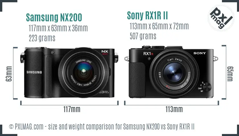 Samsung NX200 vs Sony RX1R II size comparison