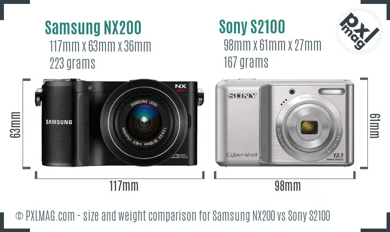 Samsung NX200 vs Sony S2100 size comparison