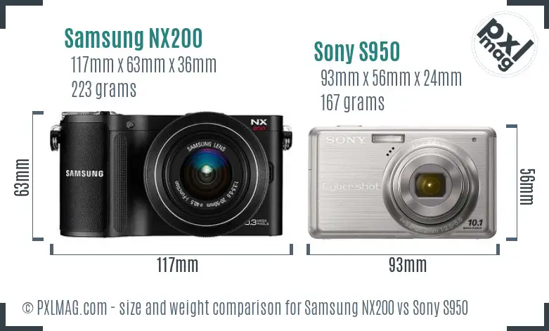 Samsung NX200 vs Sony S950 size comparison