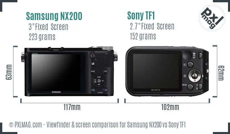 Samsung NX200 vs Sony TF1 Screen and Viewfinder comparison