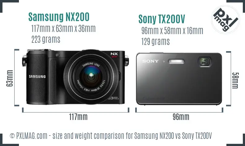 Samsung NX200 vs Sony TX200V size comparison