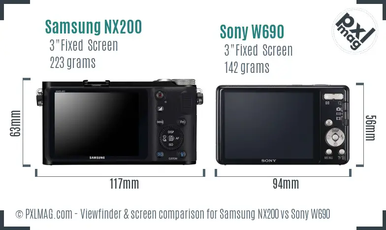 Samsung NX200 vs Sony W690 Screen and Viewfinder comparison