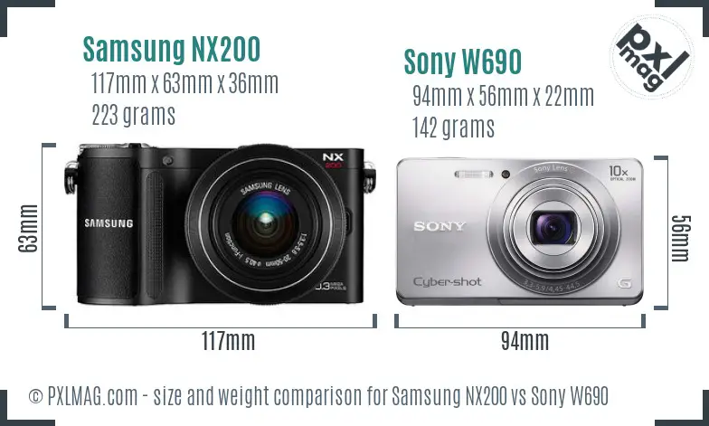 Samsung NX200 vs Sony W690 size comparison