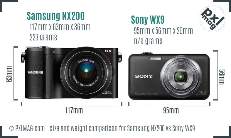 Samsung NX200 vs Sony WX9 size comparison