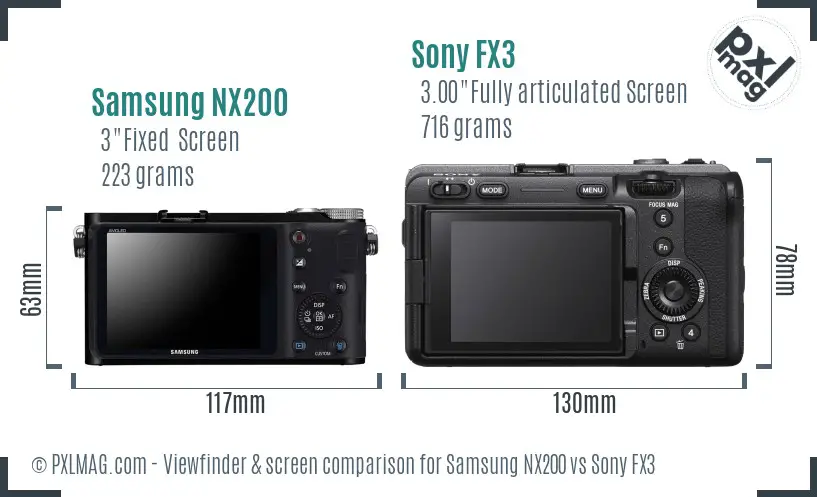 Samsung NX200 vs Sony FX3 Screen and Viewfinder comparison Samsung NX200 vs Sony FX3 Screen and Viewfinder comparison