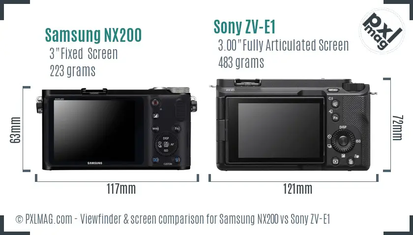 Samsung NX200 vs Sony ZV-E1 Screen and Viewfinder comparison Samsung NX200 vs Sony ZV-E1 Screen and Viewfinder comparison