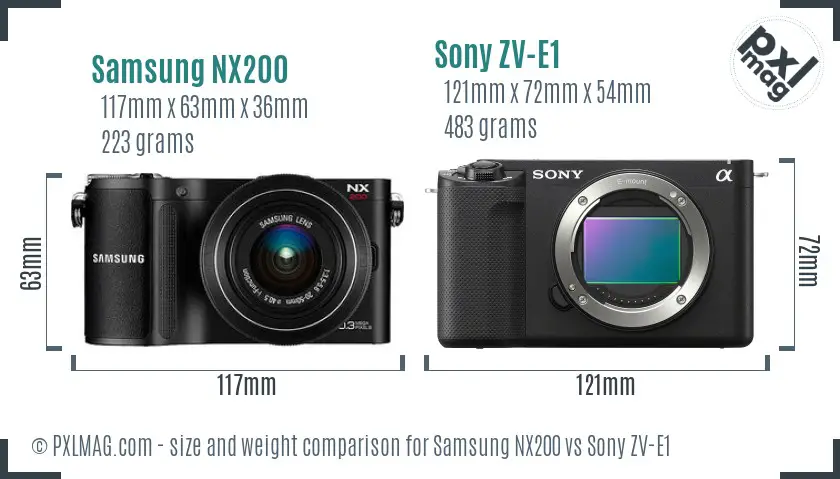 Samsung NX200 vs Sony ZV-E1 size comparison Samsung NX200 vs Sony ZV-E1 size comparison