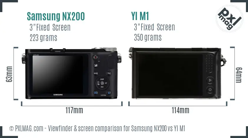 Samsung NX200 vs YI M1 Screen and Viewfinder comparison