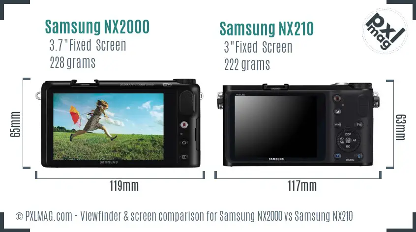 Samsung NX2000 vs Samsung NX210 Screen and Viewfinder comparison