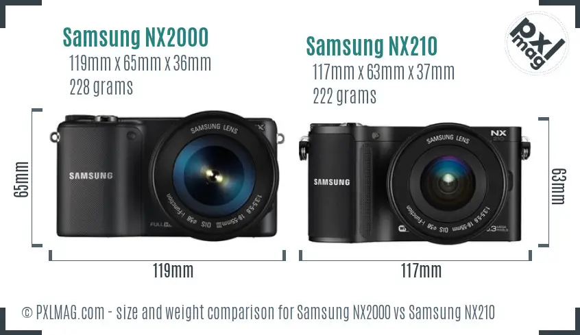 Samsung NX2000 vs Samsung NX210 size comparison