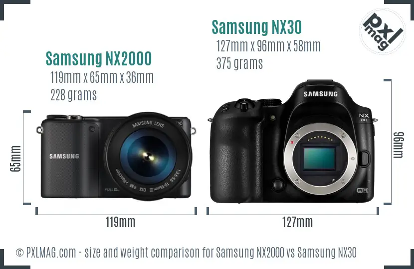 Samsung NX2000 vs Samsung NX30 size comparison